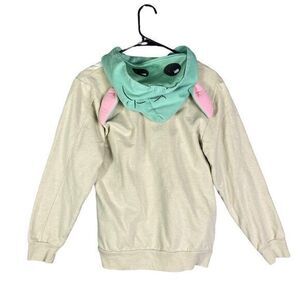 Mandalorian Yoda Hoodie Kids Costume Star Wars Child Girls Size XL Full Zip Mask